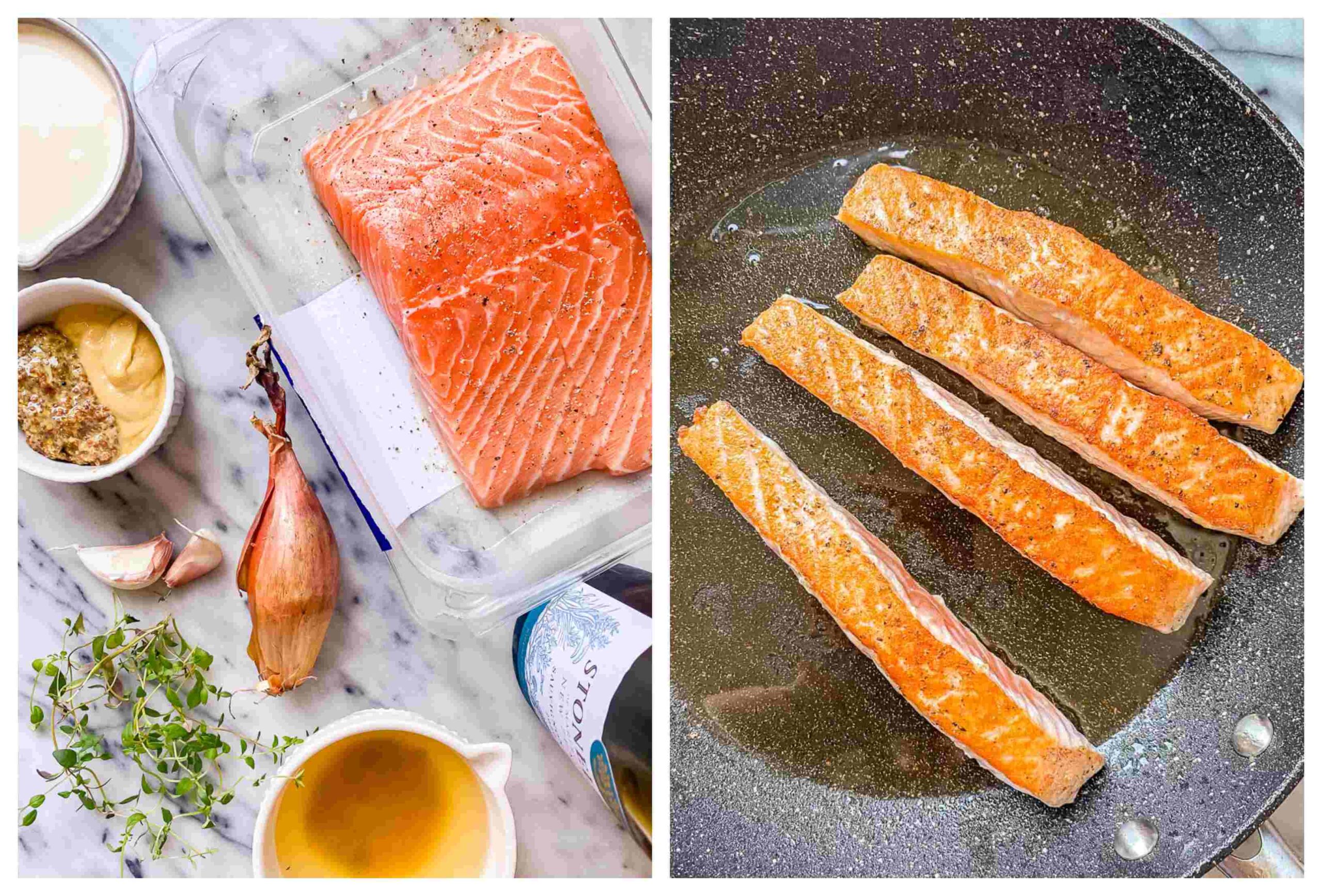 pan seared salmon recipe process images