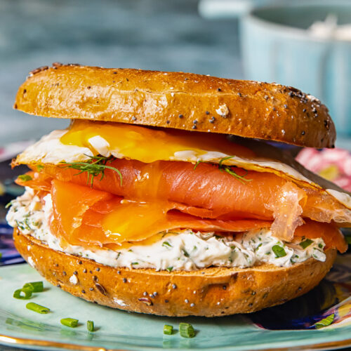 Breakfast Bagel Sandwich with Smoked Salmon - Vikalinka