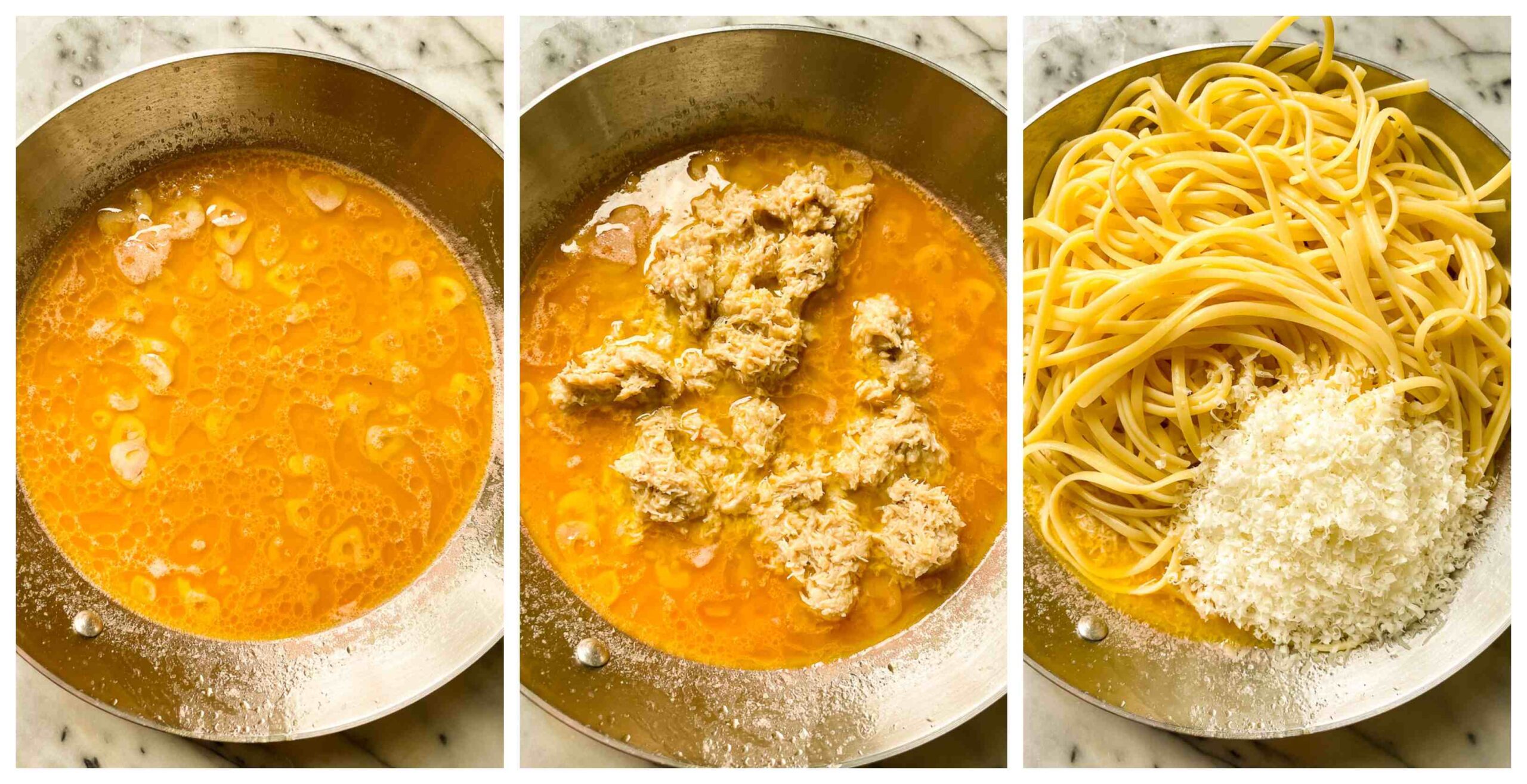 crab pasta recipe process images