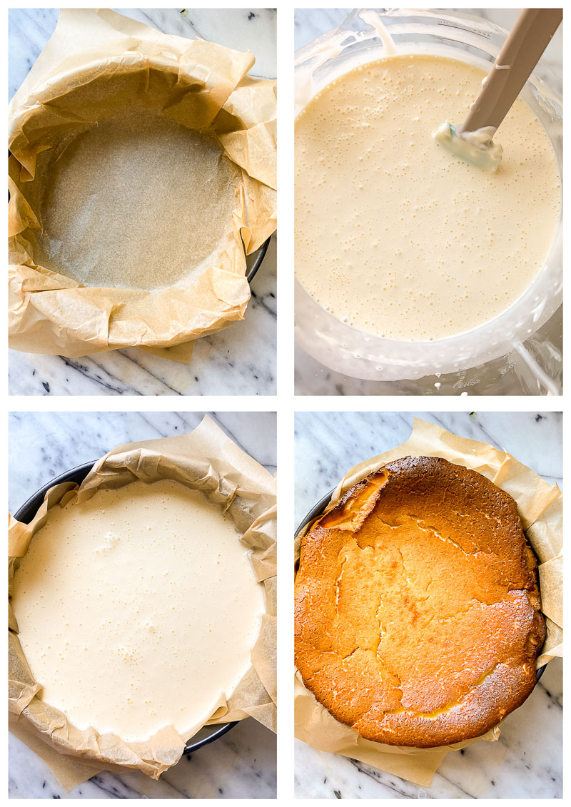 Basque cheesecake process images