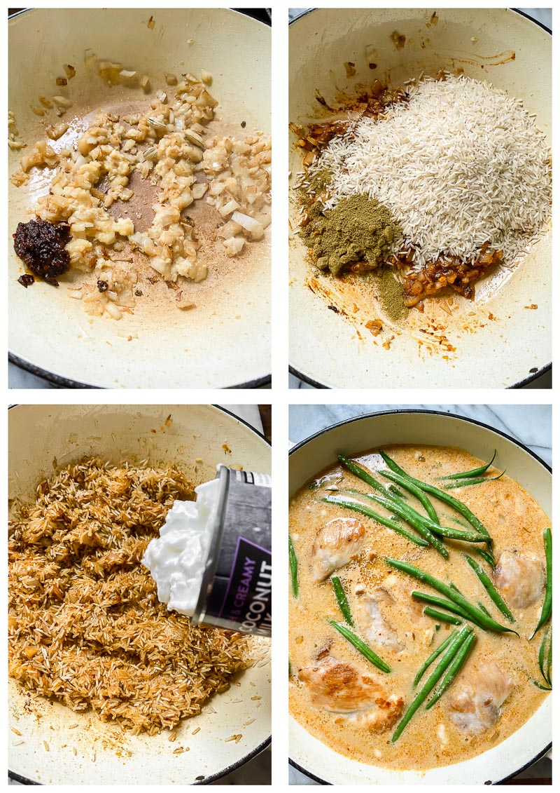 chicken and rice process images