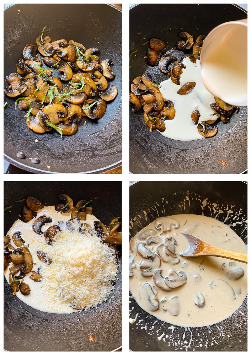 mushroom pasta process images