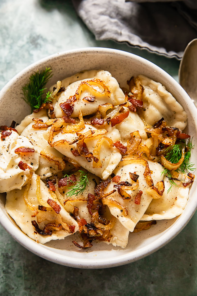 Potato Bacon and Caramelised Onion Pierogi Vareniki Vikalinka