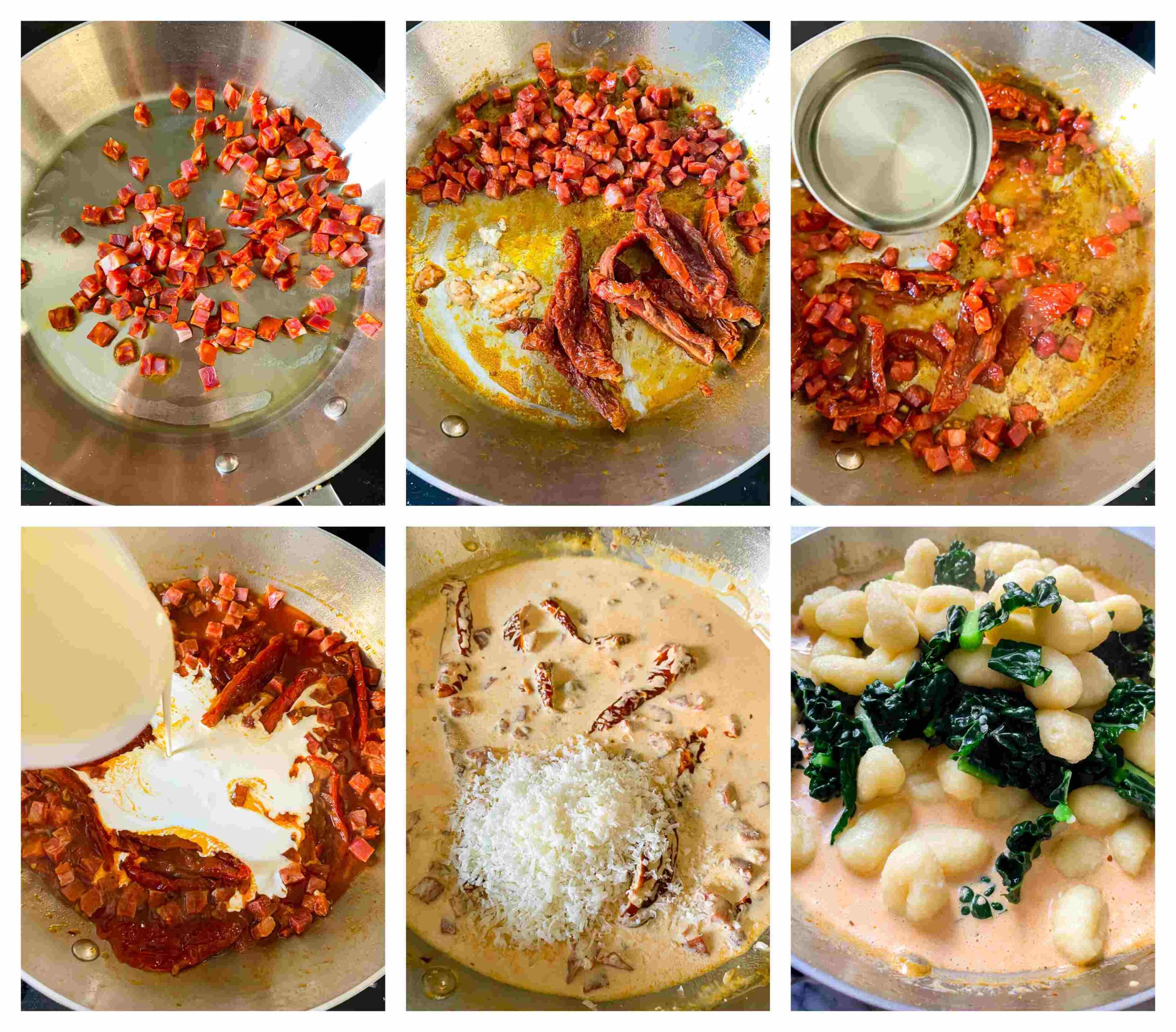 chorizo gnocchi cooking process images