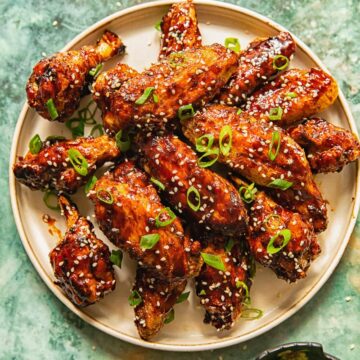 Top down view of Chicken Wings on a plate