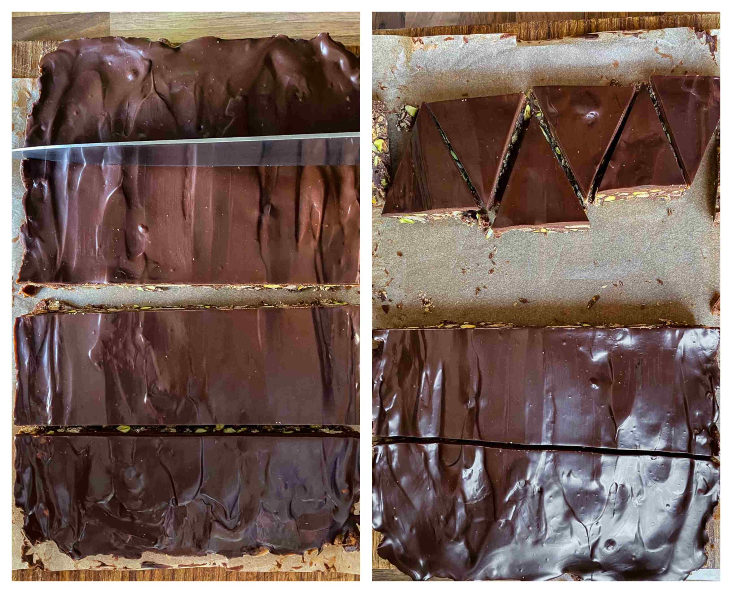 cutting the fridge cake into bars