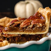 a slice of pecan pie