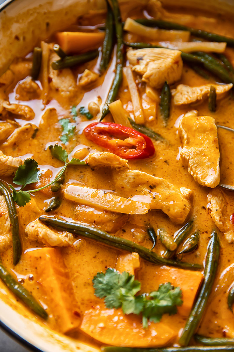 Thai red curry close up
