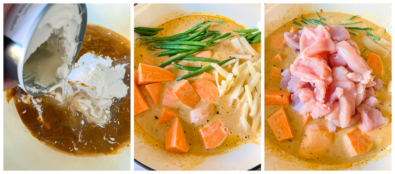 chicken and sweet potato curry process images