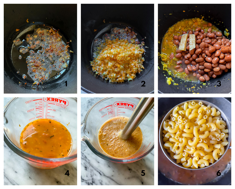 pasta e fagioli soup process images