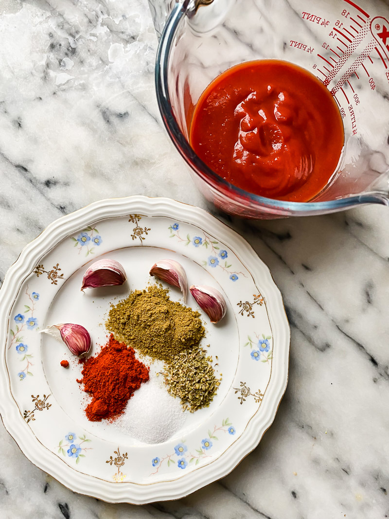 shredded chicken seasoning and ingredients