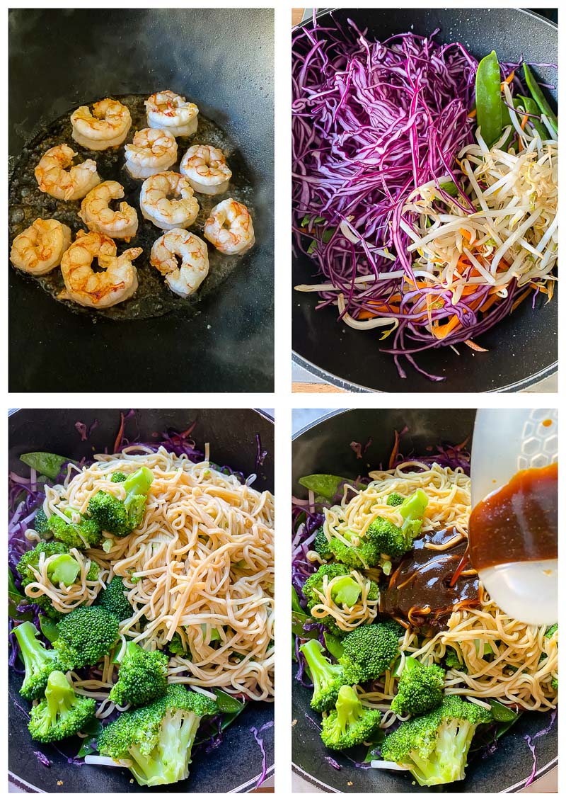 noodle stir fry with shrimp recipe process images