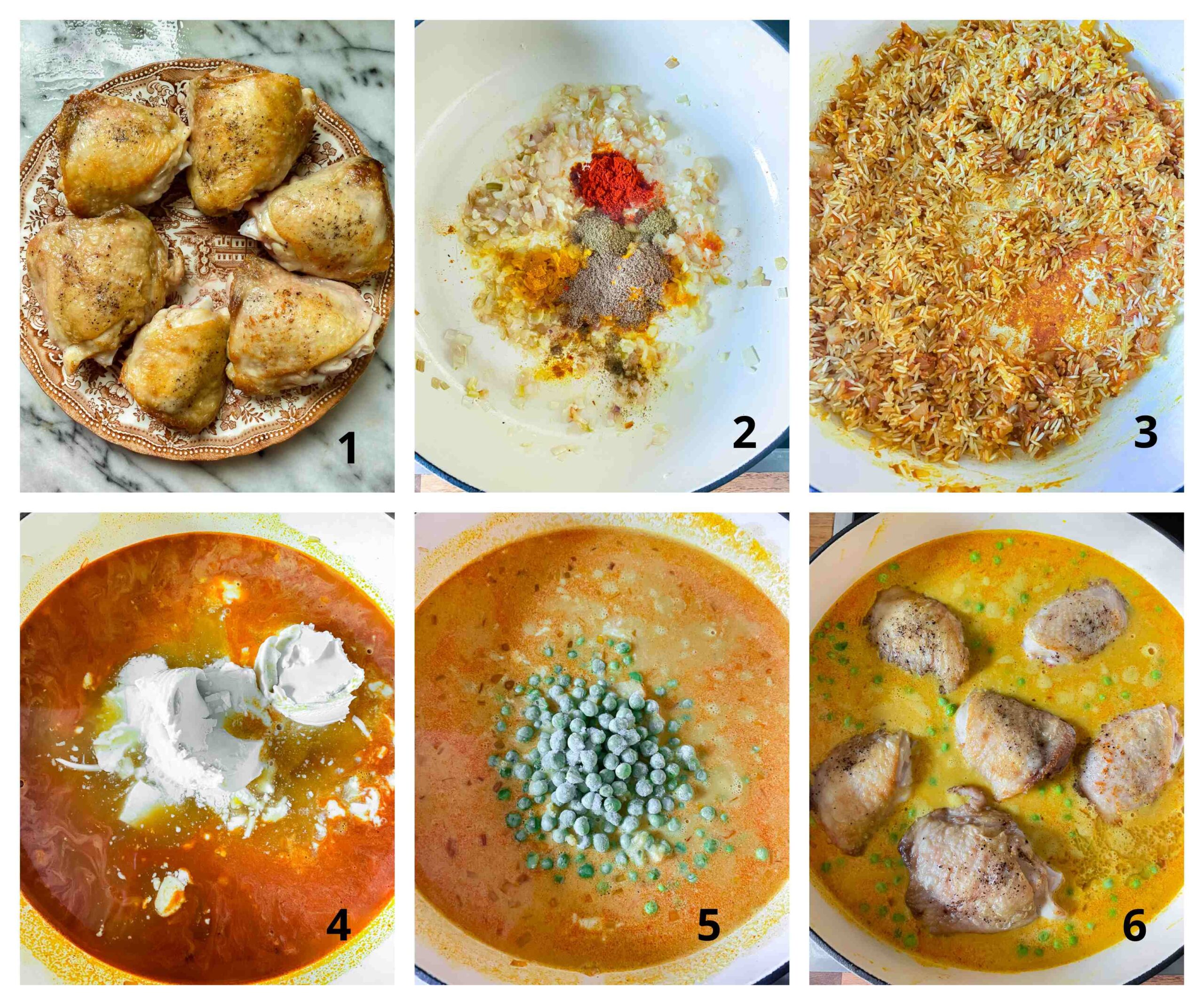 chicken and rice recipe process images