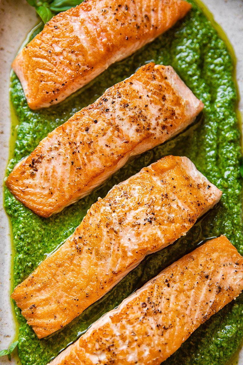 Salmon with Basil Pesto