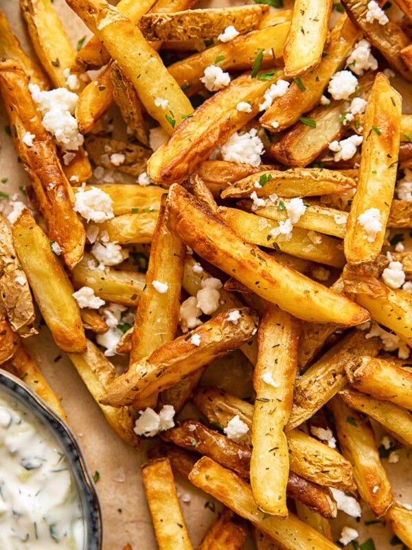 potato fries topped with feta