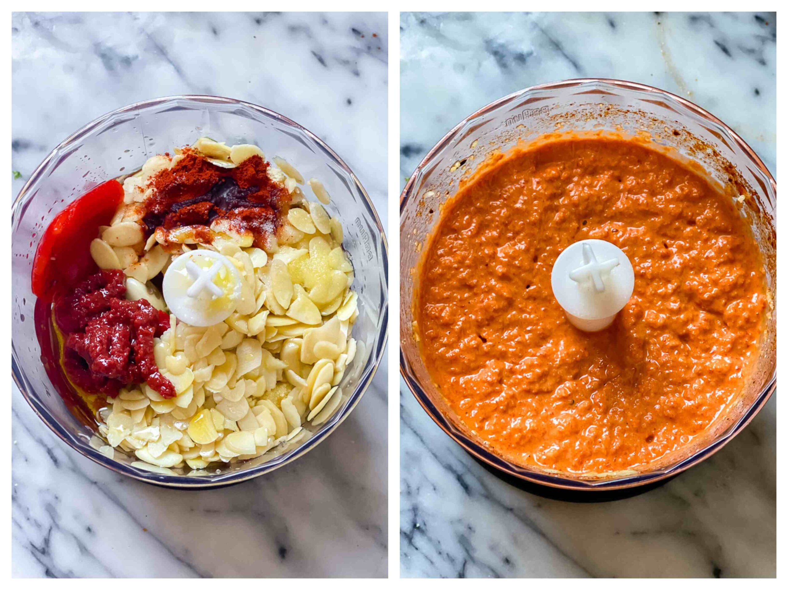 romesco sauce before and after blending