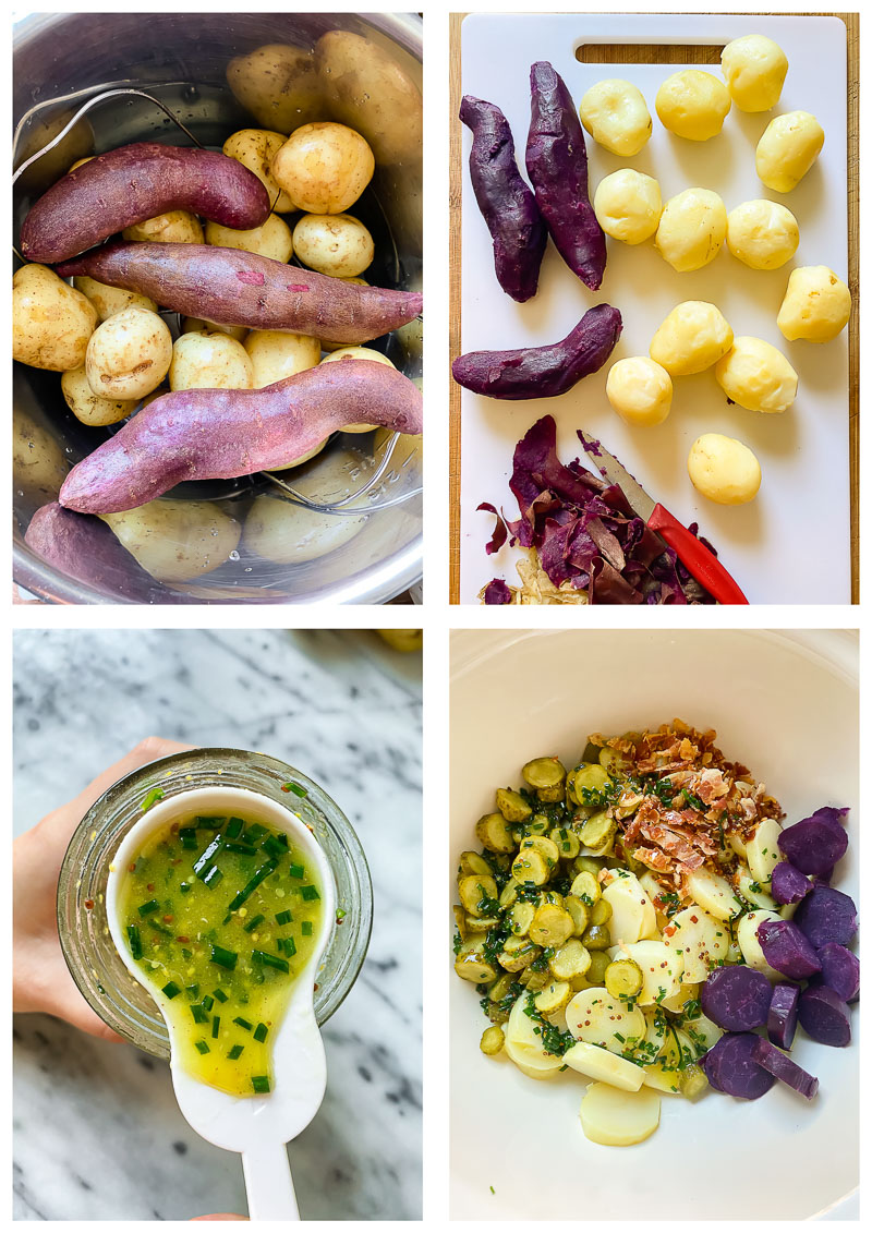 German potato salad ingredients and process images