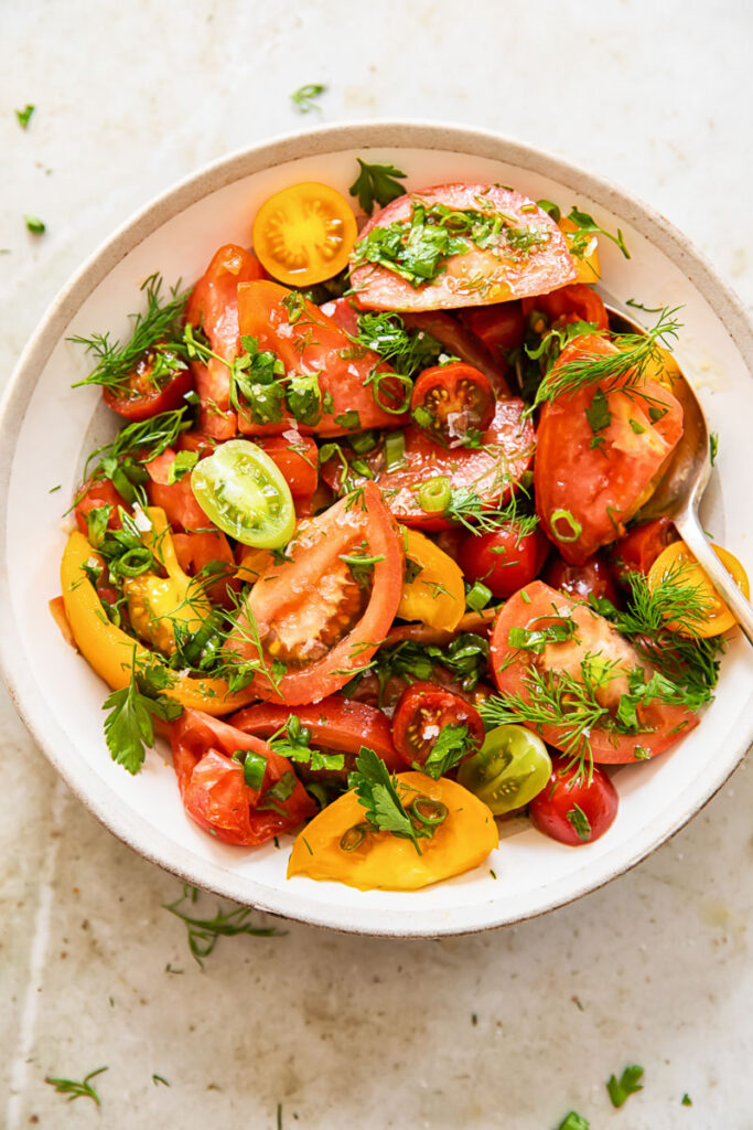 tomato salad with herbs in a bowl