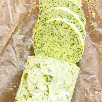 sliced block of herb butter