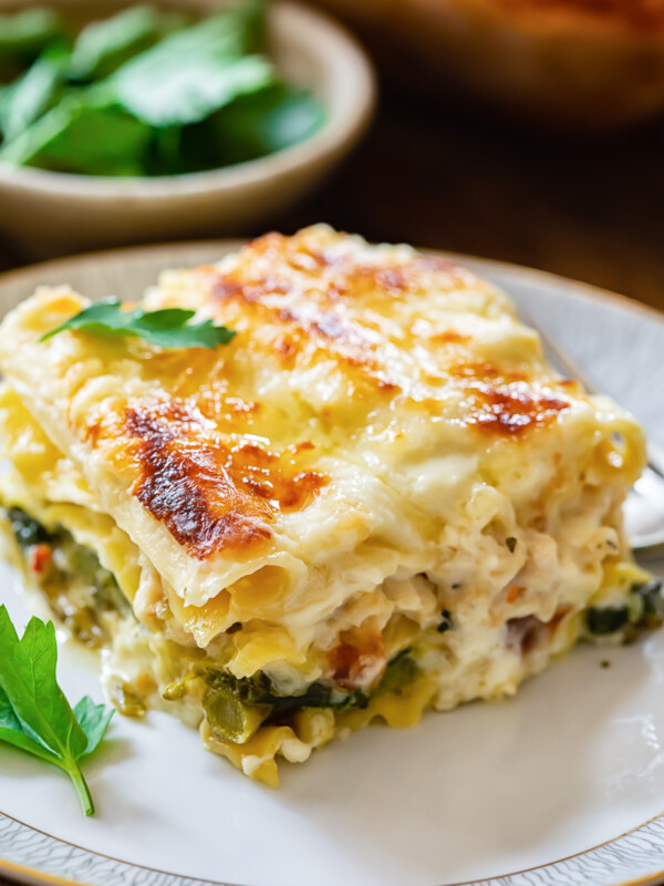 lasagna piece on a plate