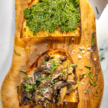 crostini on a wooden board