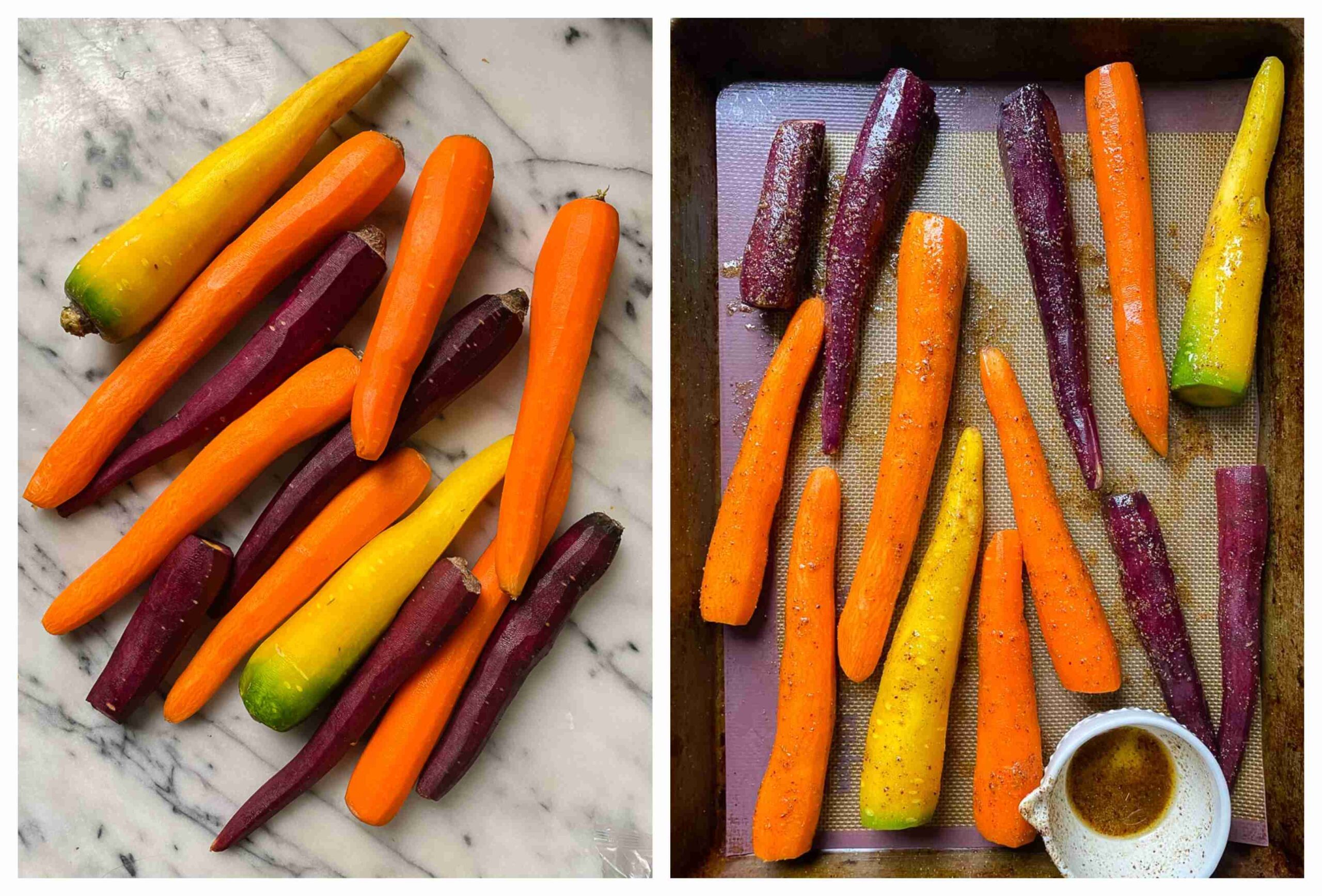 orange, yellow and purple carrots