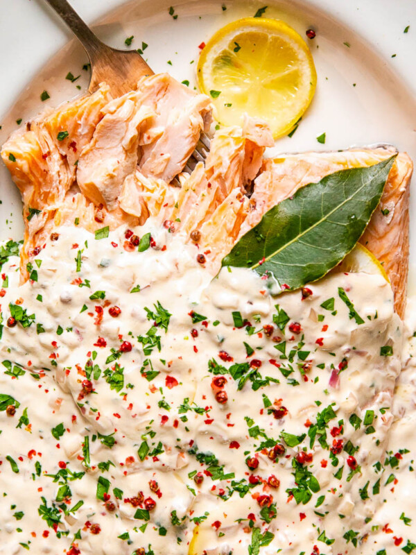 baked salmon under a cream sauce