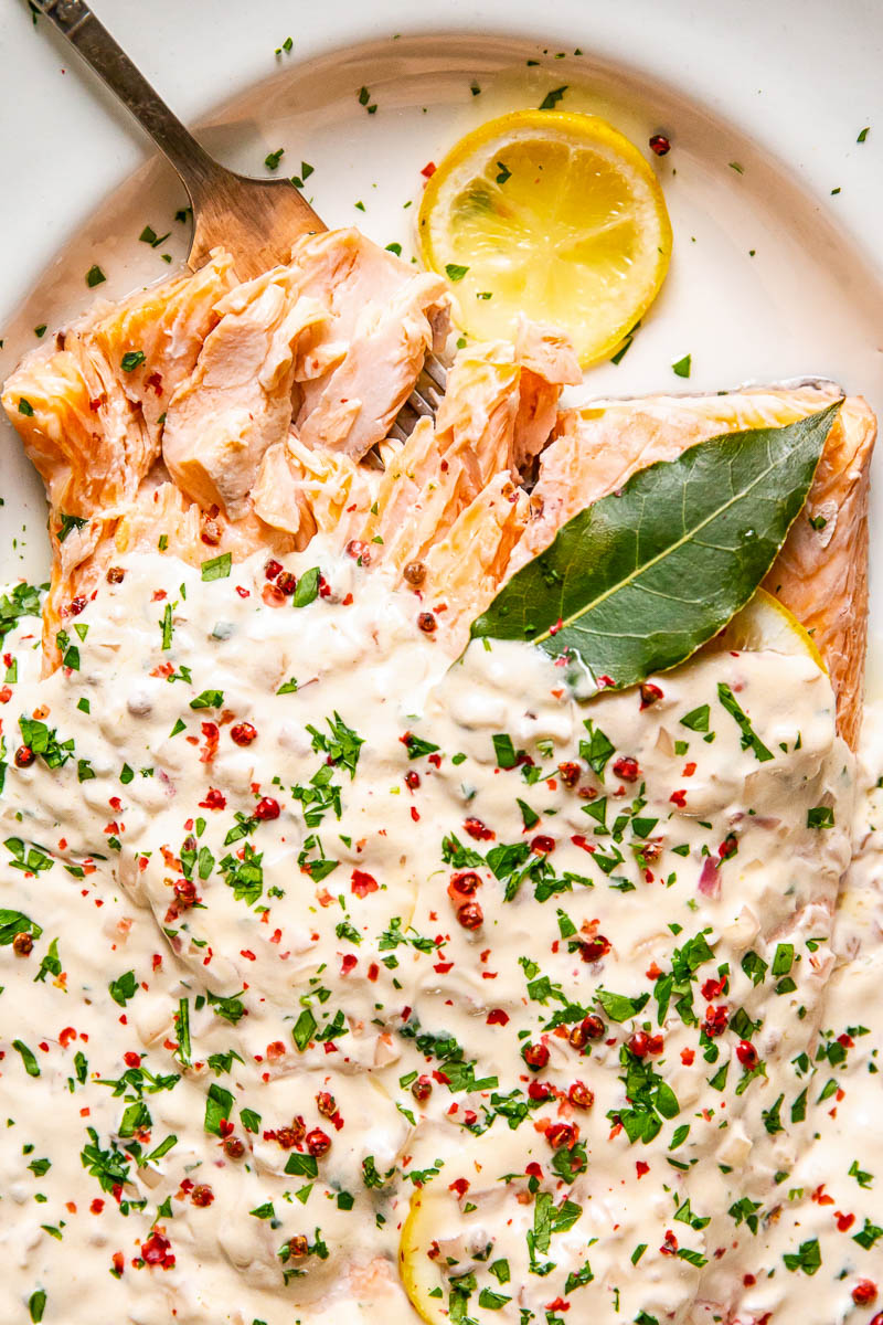 Baked Salmon with Rose Wine Cream Sauce - Vikalinka