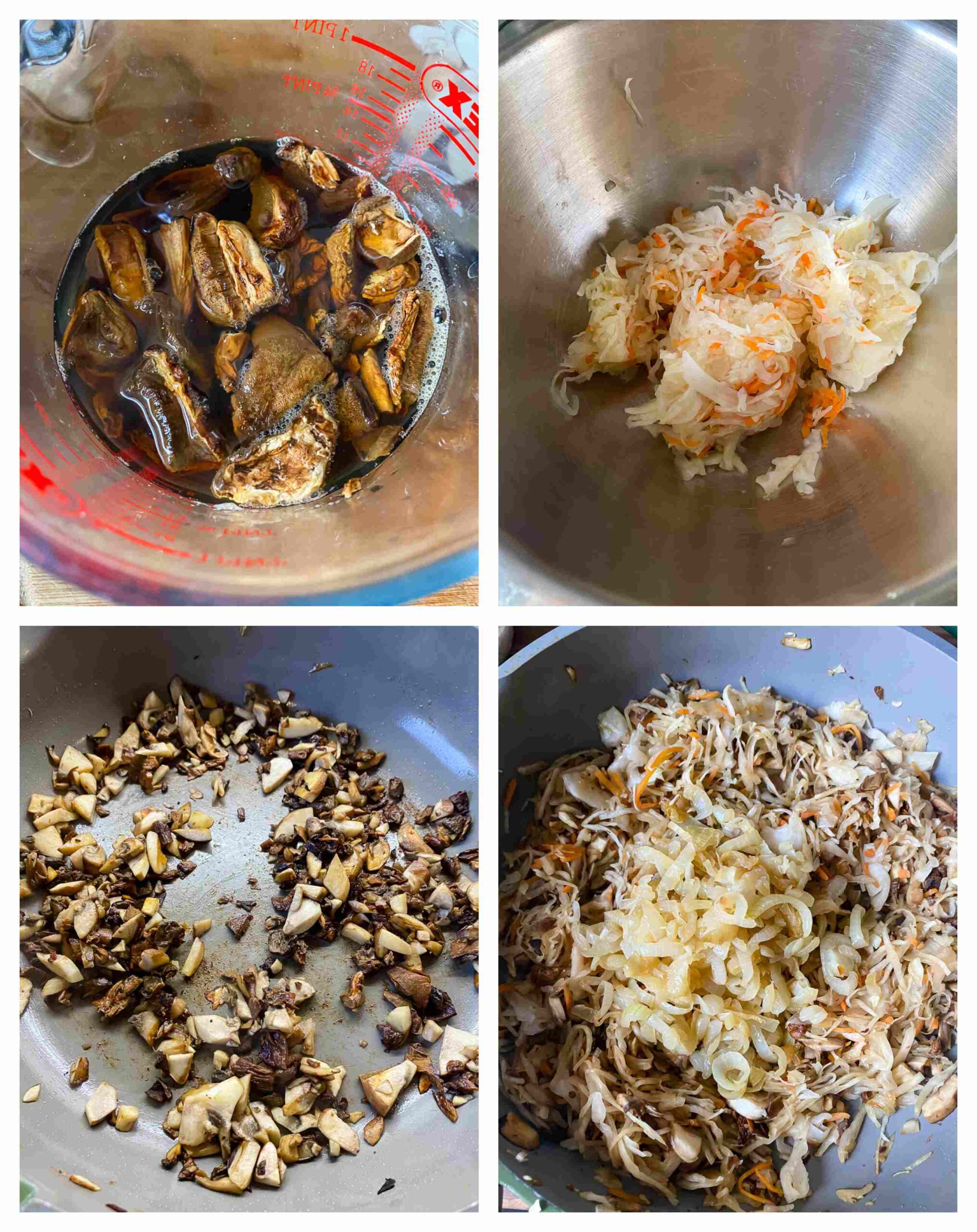 sauerkraut and mushroom filling making process