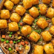 close up of tater tot casserole