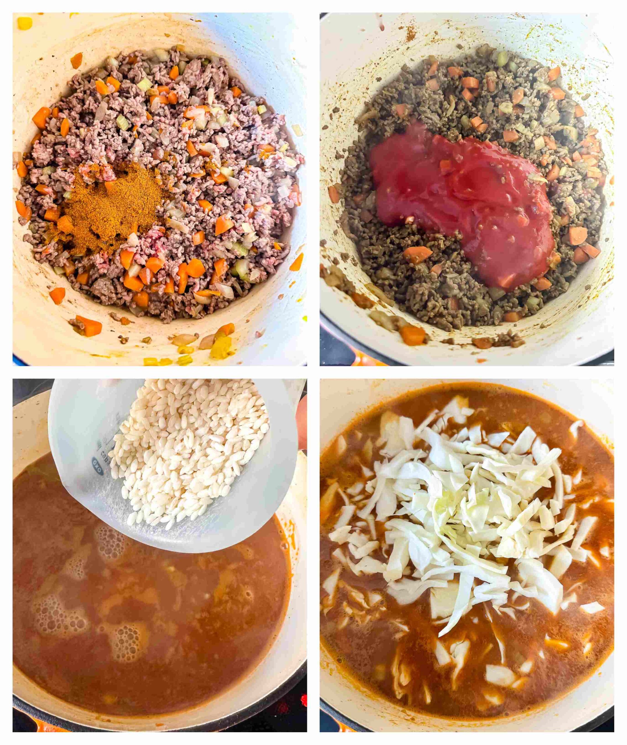 beef and cabbage soup recipe process images