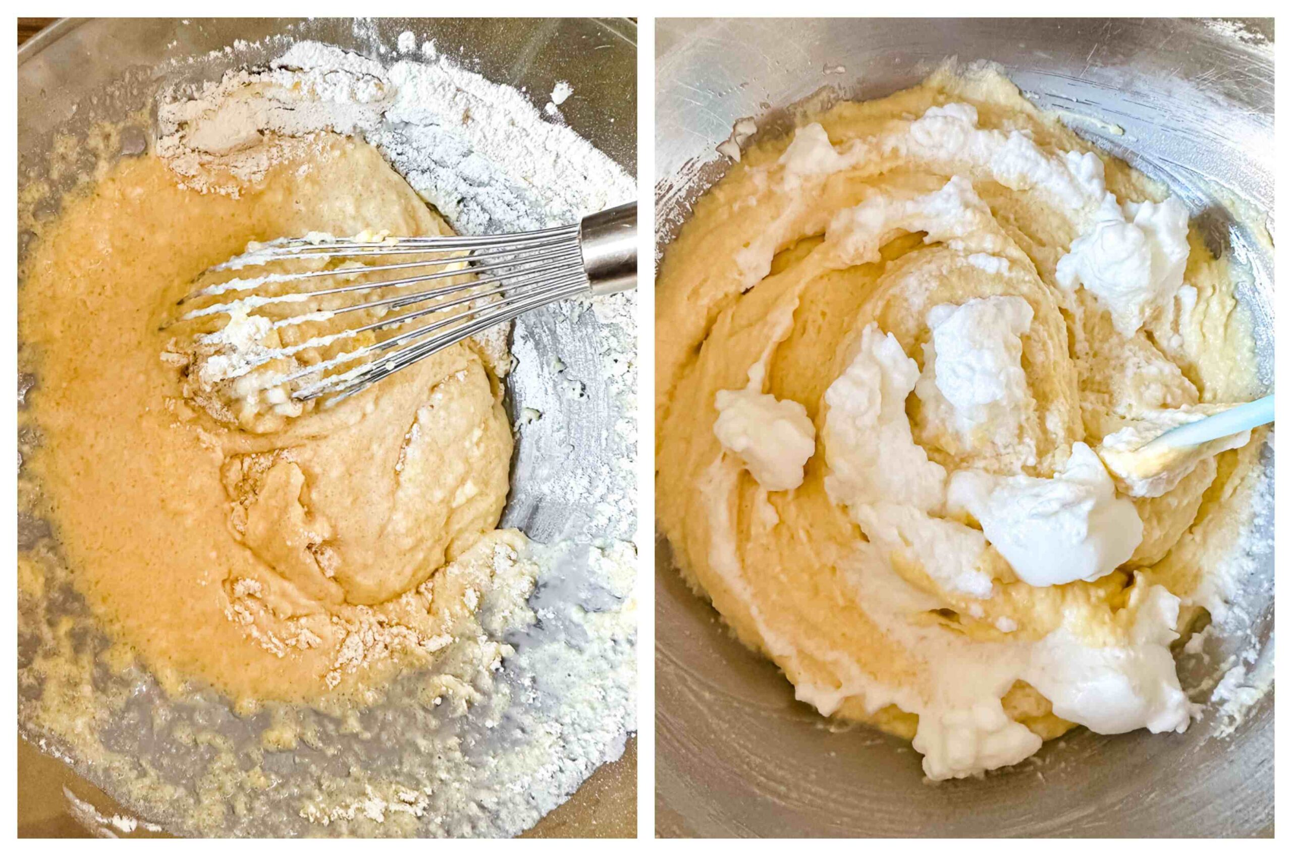 collage of two process images for batter making