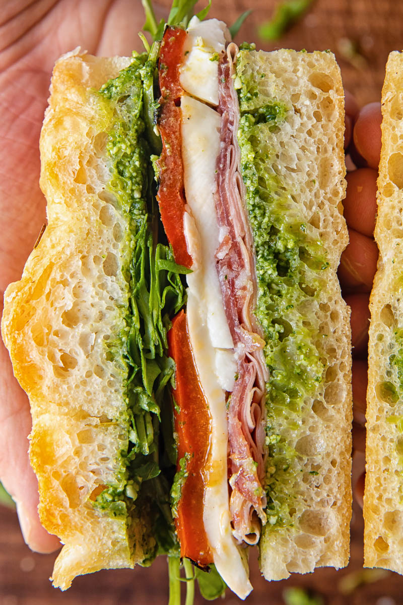 close up of a sandwich