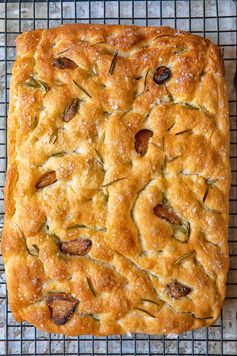 top dow view of bread on a cooling rack