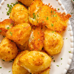 Close up shot of parmesan crusted