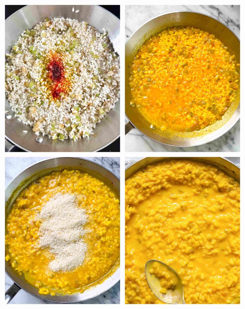 four shots showing how to make the rice
