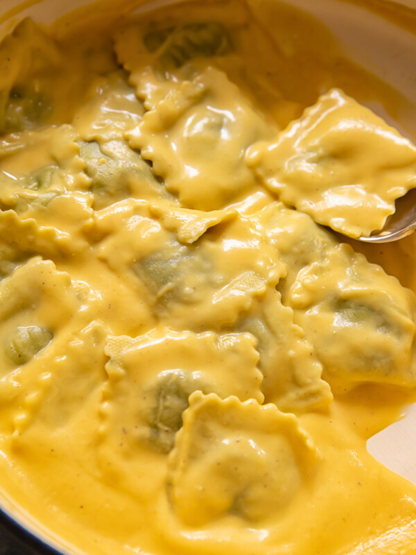 ravioli is smooth butternut squash sauce