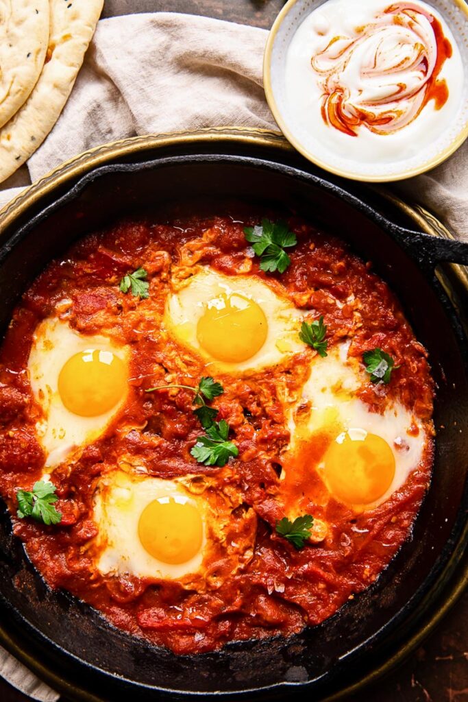 Top down of finished shakshuka