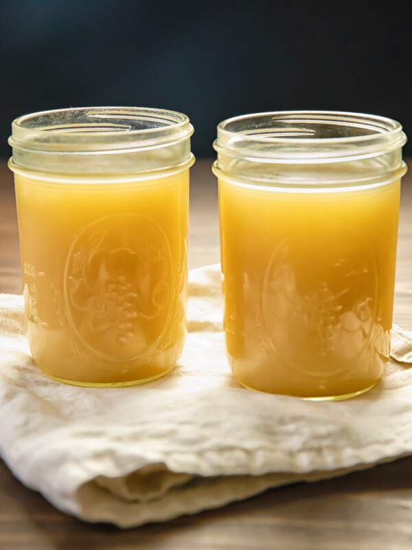 two jars of turkey stock