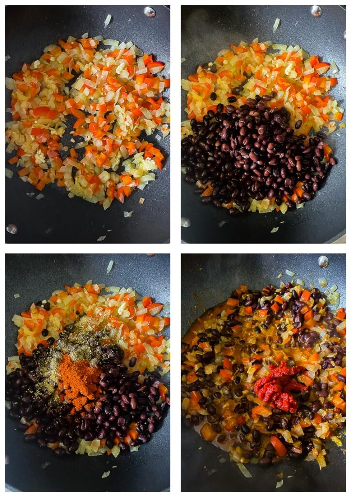 Process shots showing making of the topping