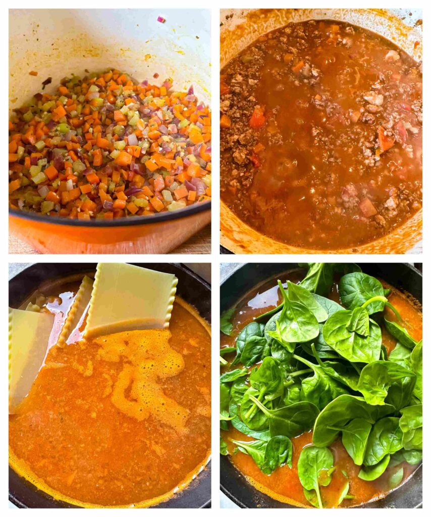 four process shots showing the order of ingredients being added