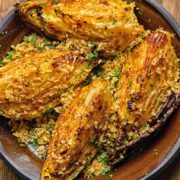 plate of four Miso Butter Roasted Cabbage Wedges