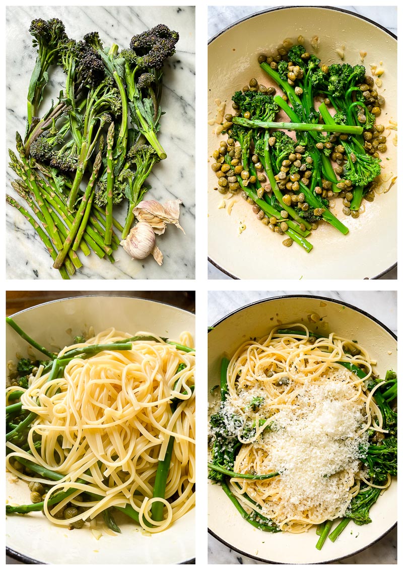 Lemon Garlic Pasta with Broccoli and Asparagus - Vikalinka