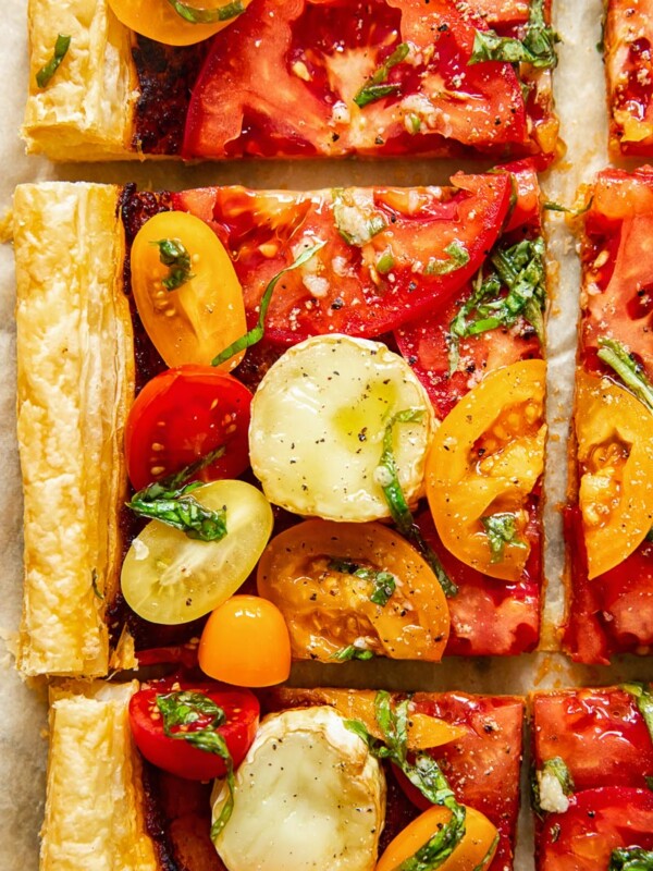 Cut pieces of the puff pastry tomato tart