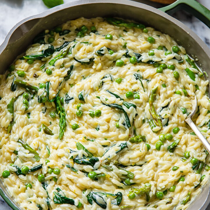 Creamy Orzo Pasta Primavera - Vikalinka