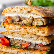 profile of a Roasted Vegetable and Goat Cheese Sandwich