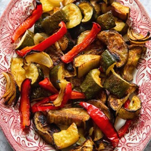 roasted vegetables on a serving platter