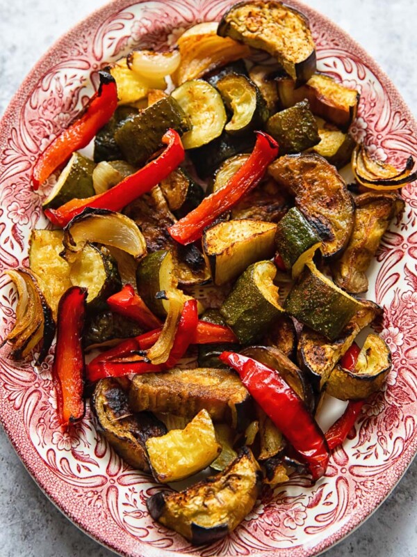 roasted vegetables on a serving platter