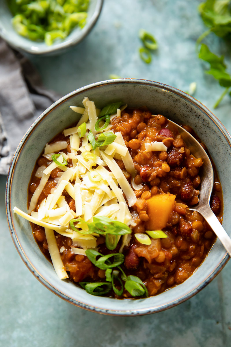 Vegetarian Lentil and Butternut Squash Chili
