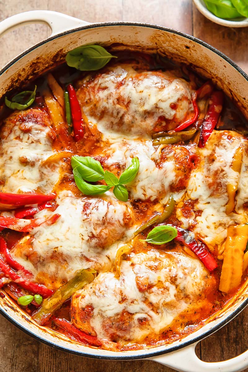 Baked Chicken Marinara with Bell Peppers